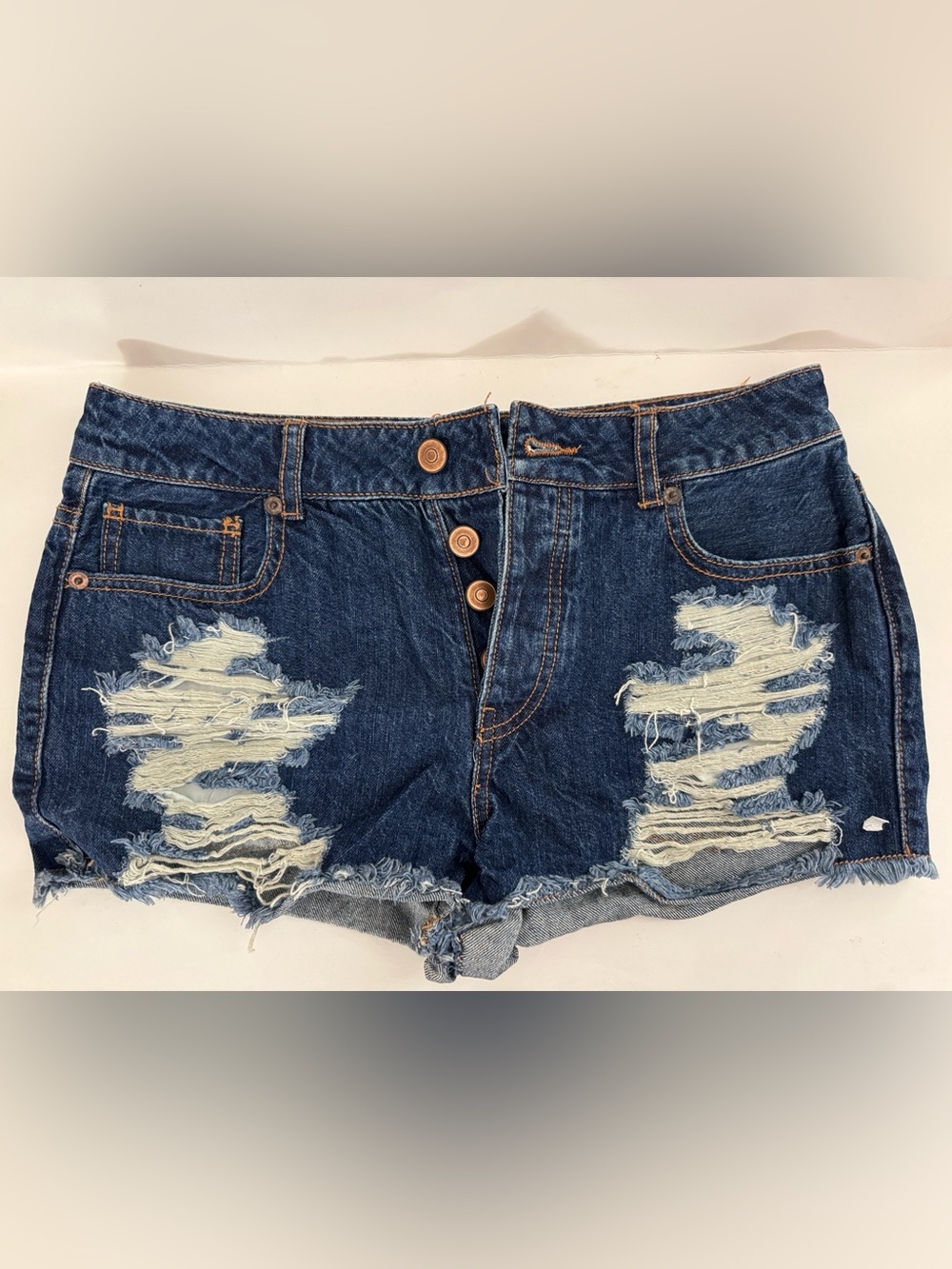 Forever 21 Distressed Dark Blue Denim Short size 26